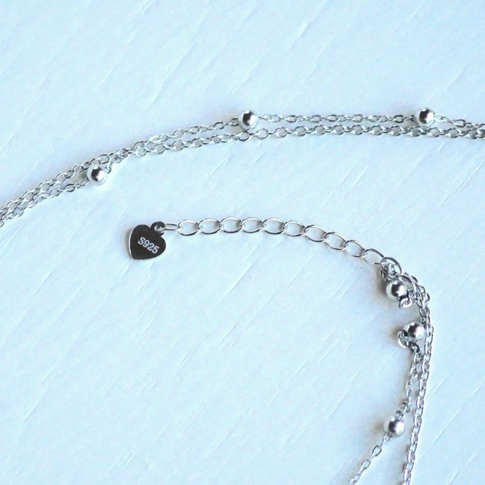 S925 Moon Star Double Layered Necklace - Picture 5 of 9